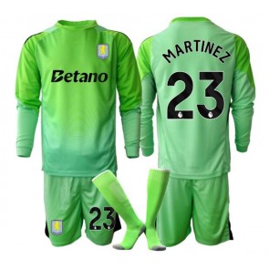 Aston Villa Emiliano Martinez #23 Brankářské Dětské Venkovní dres komplet 2025-26 Dlouhý Rukáv (+ trenýrky)